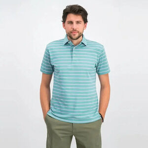 Peter Millar Men's Stripe Polo Sea Foam green Lilac Size XL